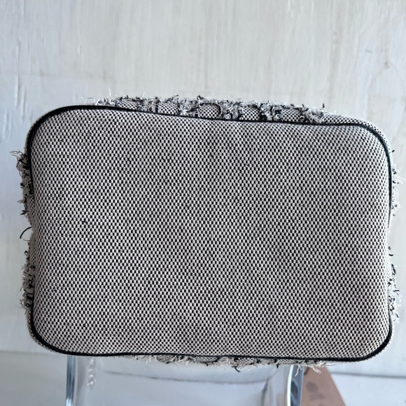 BURBERRY Lola Needle Punch Check Canvas Small Bucket Bag- Black and White - Picture 10 of 13